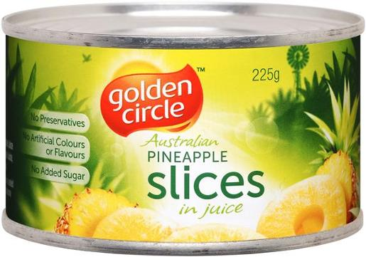 SLICED PINEAPPLE IN NATURAL JUICES 225GM