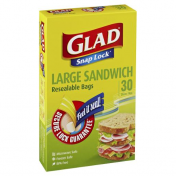 Glad|SNAP LOCK BAGS LARGE SANDWICH SIZE 30EA