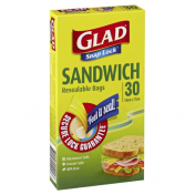 Glad|SNAP LOCK BAGS SANDWICH SIZE 30S